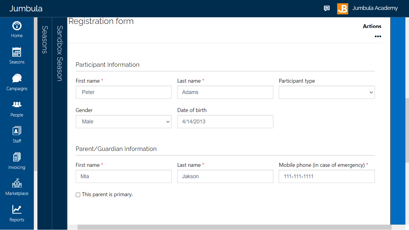 EDITING REGISTRATION FORM