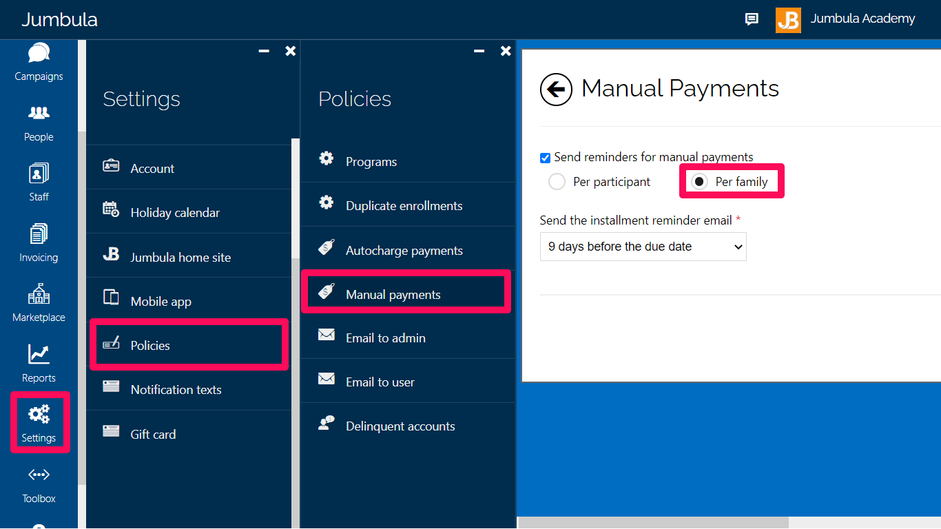 per family payments